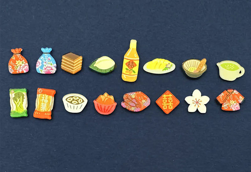 日日野餐 客家風格耳環耳夾別針